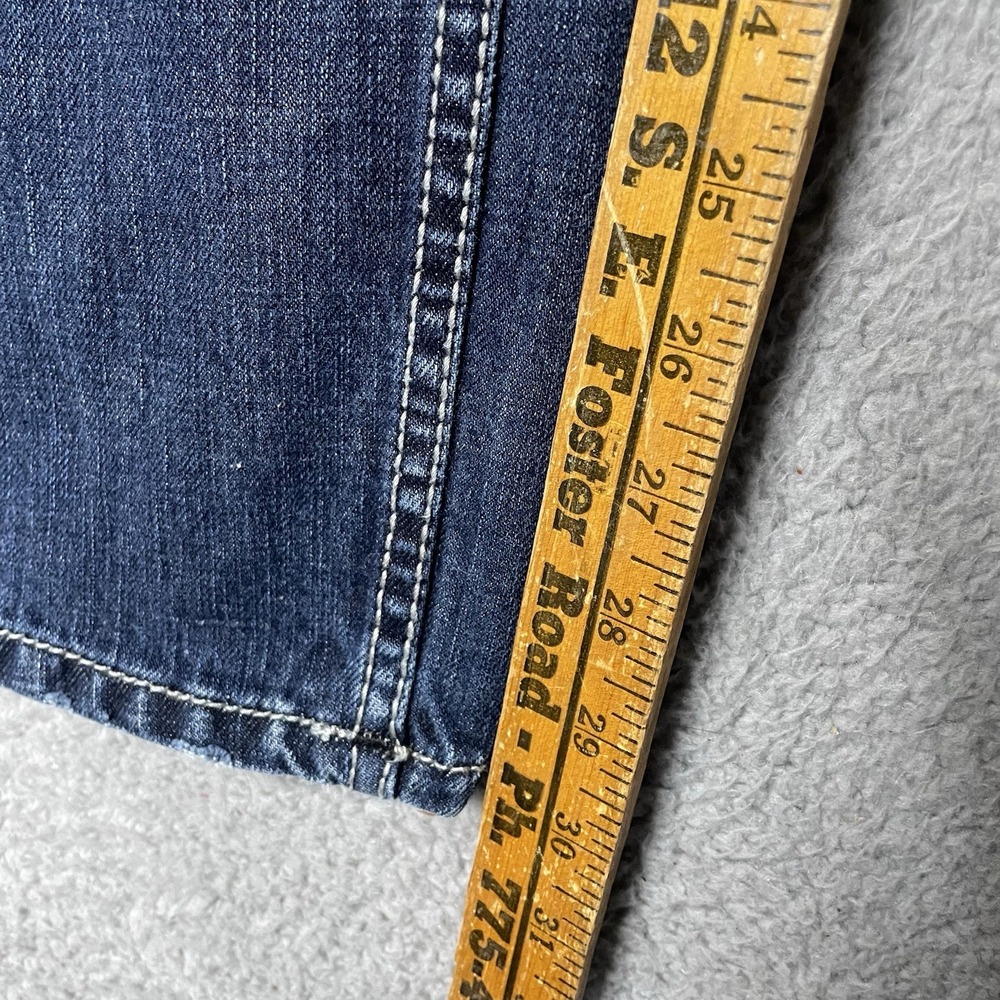 Affliction Cooper Relaxed Boot Jeans Mens 33x32 Blue Distressed Typhoon Wash - Picture 10 of 15